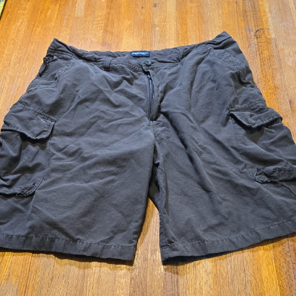 Cherokee‎ Men 36 Dark Gray Flat Front Utility Carpenter Pocket Cargo Shorts
